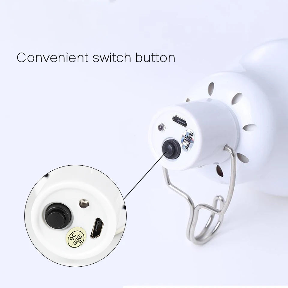 Portable Solar Powered LED Bulb – 6000K Rechargeable Light with Battery for Camping, Emergencies & Outdoor Use