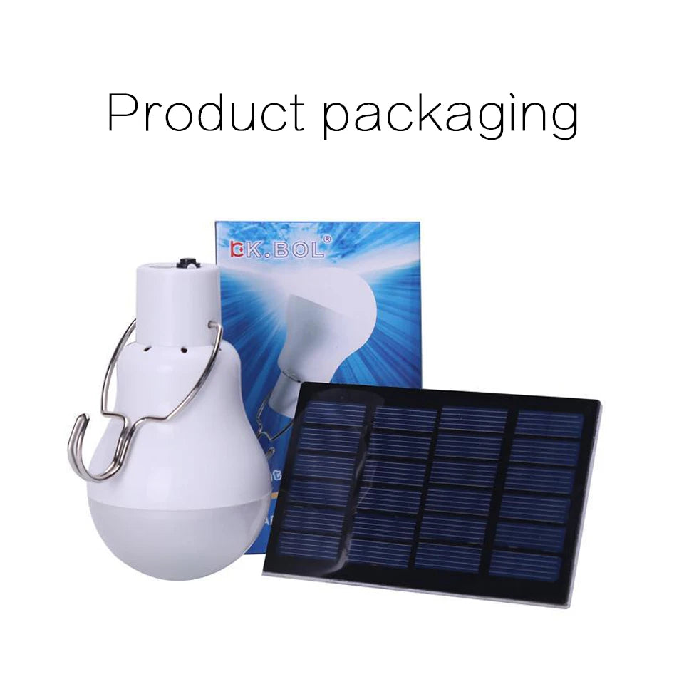 Portable Solar Powered LED Bulb – 6000K Rechargeable Light with Battery for Camping, Emergencies & Outdoor Use