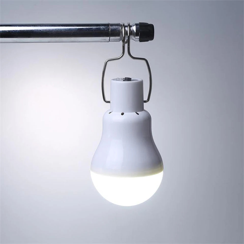 Portable Solar Powered LED Bulb – 6000K Rechargeable Light with Battery for Camping, Emergencies & Outdoor Use