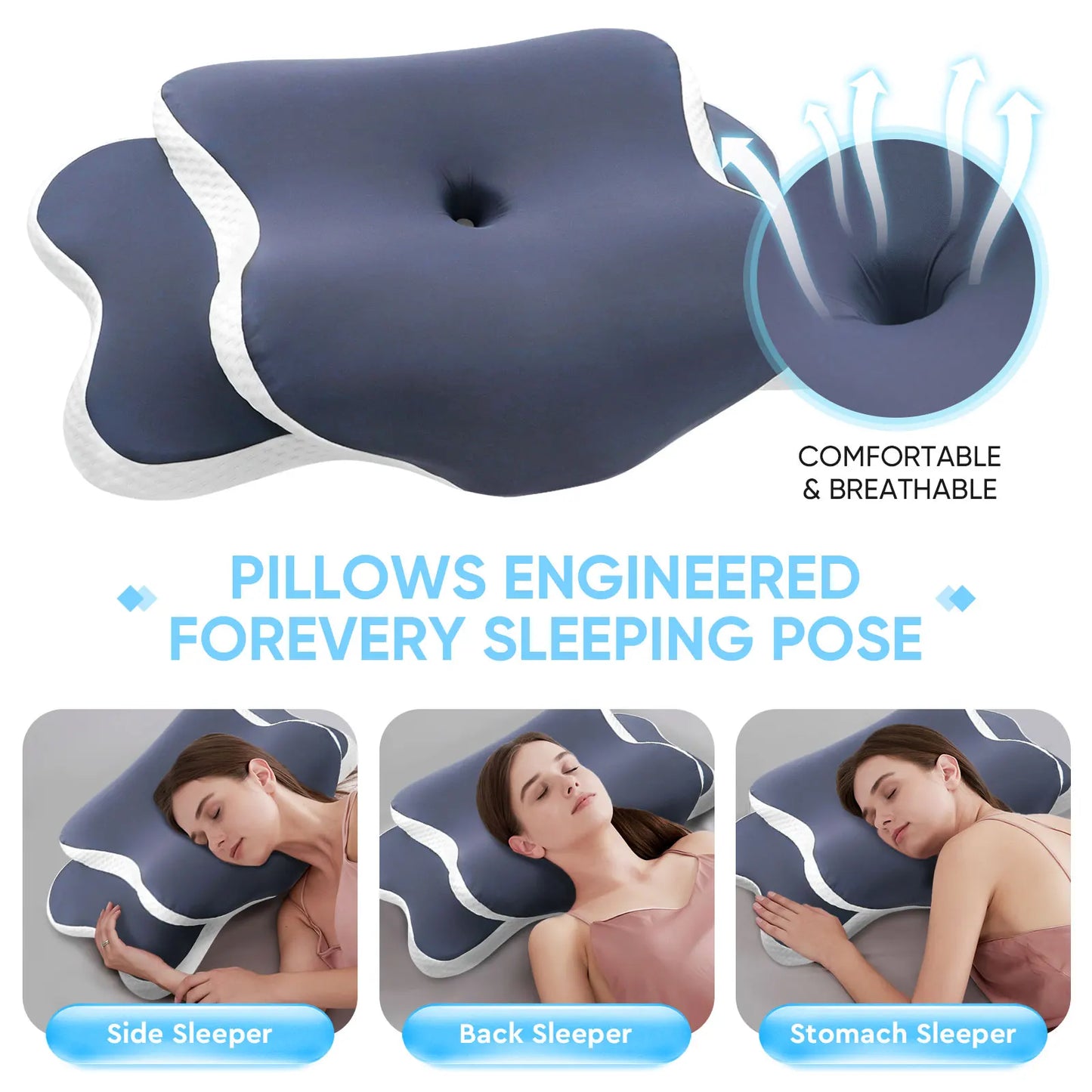 Ergonomic Memory Foam Cervical Pillow – Orthopedic Neck & Shoulder Pain Relief Contour Pillow for Better Sleep
