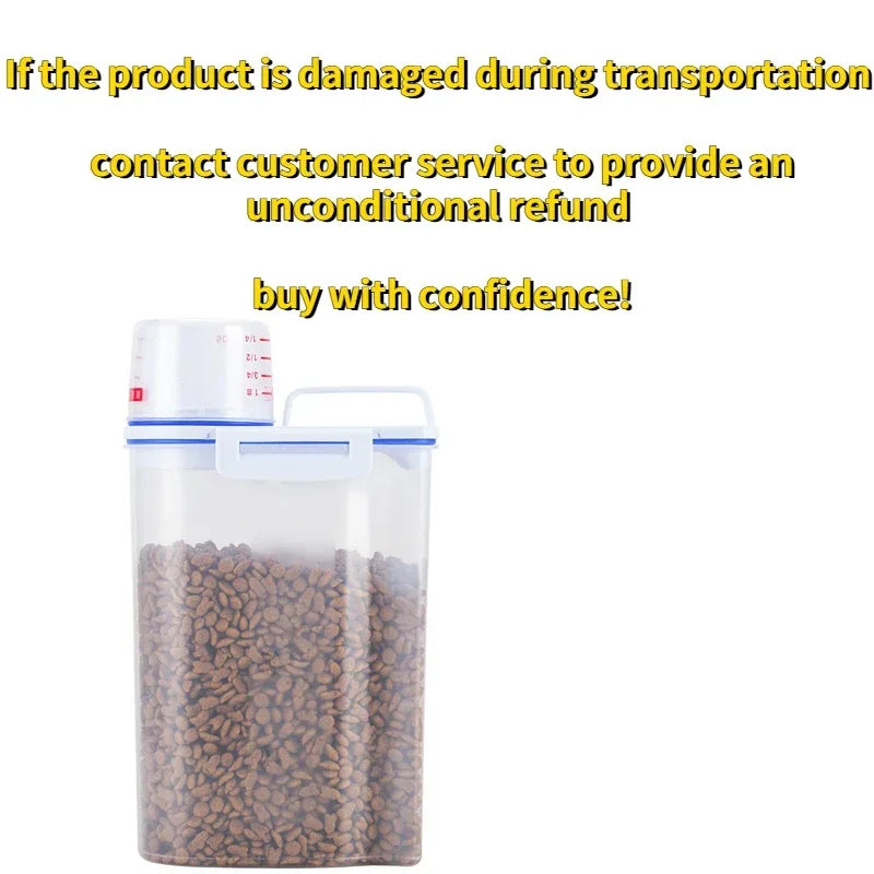 "Airtight Pet Food Storage Container β 1.5kg/2kg Dog & Cat Food Box with Measuring Cup"