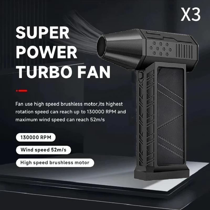 High-Speed Air Blower Turbo Jet Fan – 130,000RPM / 120,000RPM Brushless Motor, Handheld, USB Rechargeable Dust Cleanerl
