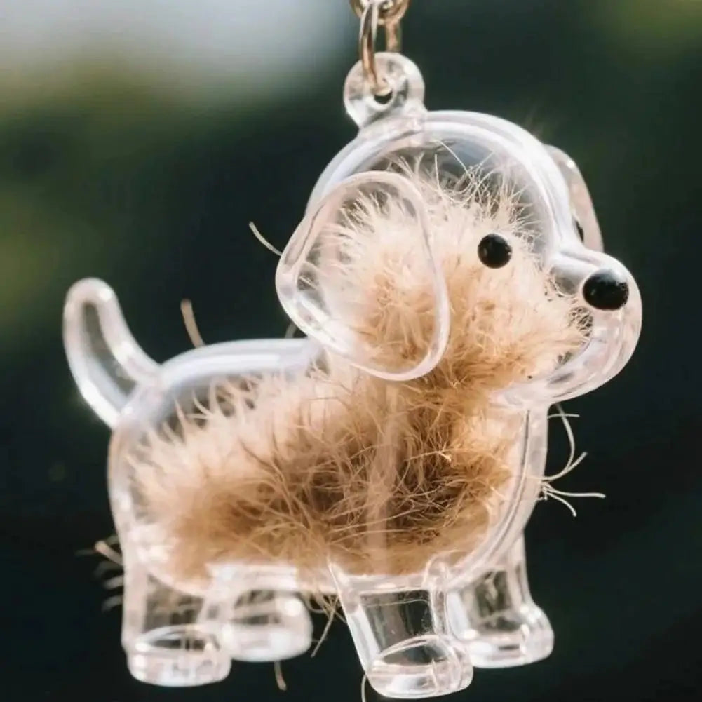 Pet Hair Keepsake Capsule – Memorial Keychain Bottle for Dog & Cat Fur | Transparent DIY Storage Pendant"