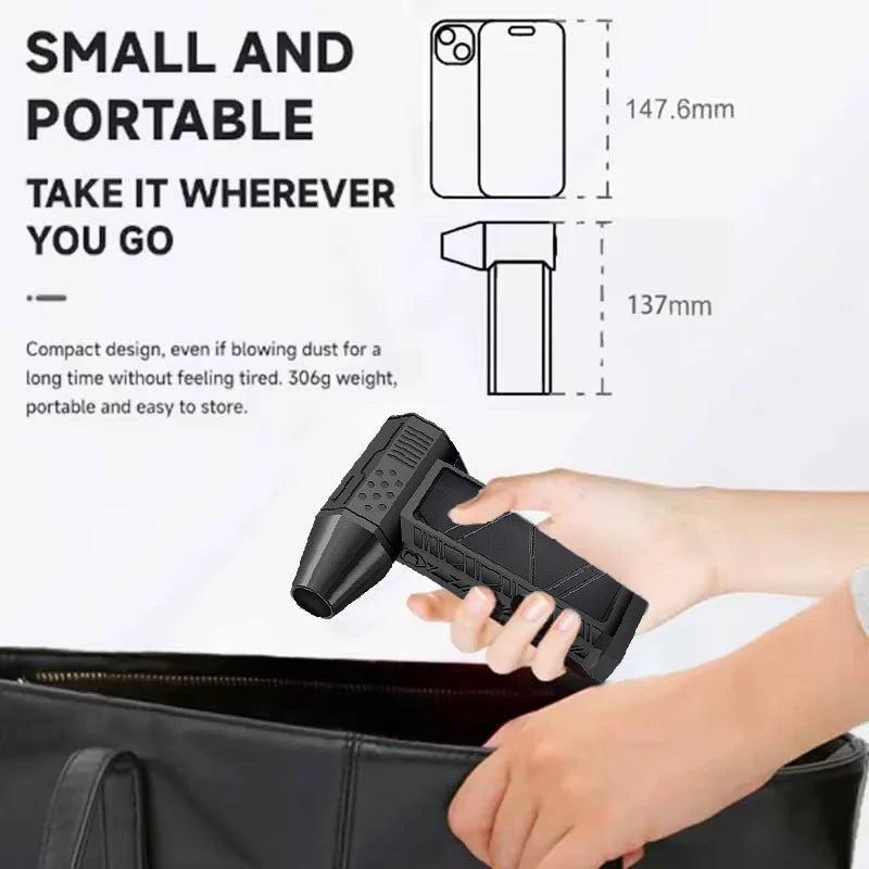 High-Speed Air Blower Turbo Jet Fan – 130,000RPM / 120,000RPM Brushless Motor, Handheld, USB Rechargeable Dust Cleanerl