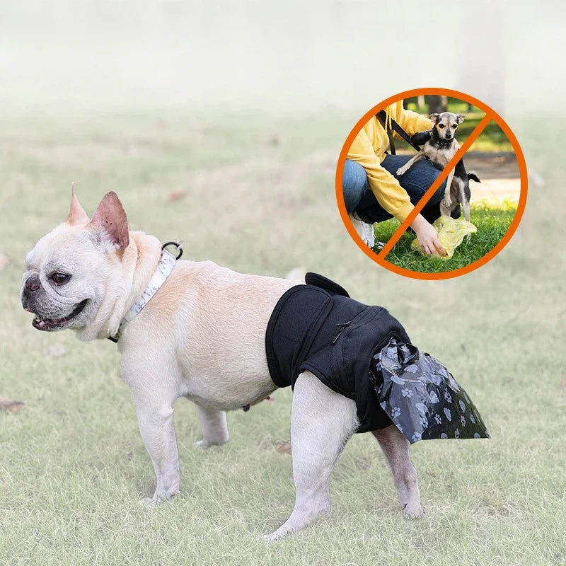 “Reusable Dog Diaper Pants with Disposable Poop Bags – Portable & Washable for Outdoor Walks”
