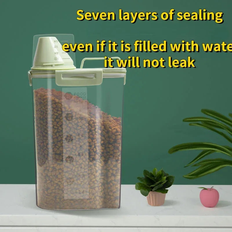 "Airtight Pet Food Storage Container β 1.5kg/2kg Dog & Cat Food Box with Measuring Cup"