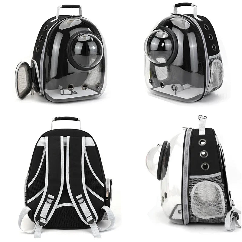 "Transparent Cat Carrier Backpack – Breathable Space Capsule Pet Travel Bag for Cats & Puppies"