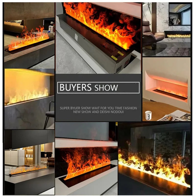 “Smart Electric Fireplace Insert with RGB Mist Flame, Real Wood Sound & Energy Saving – App Controlled”
