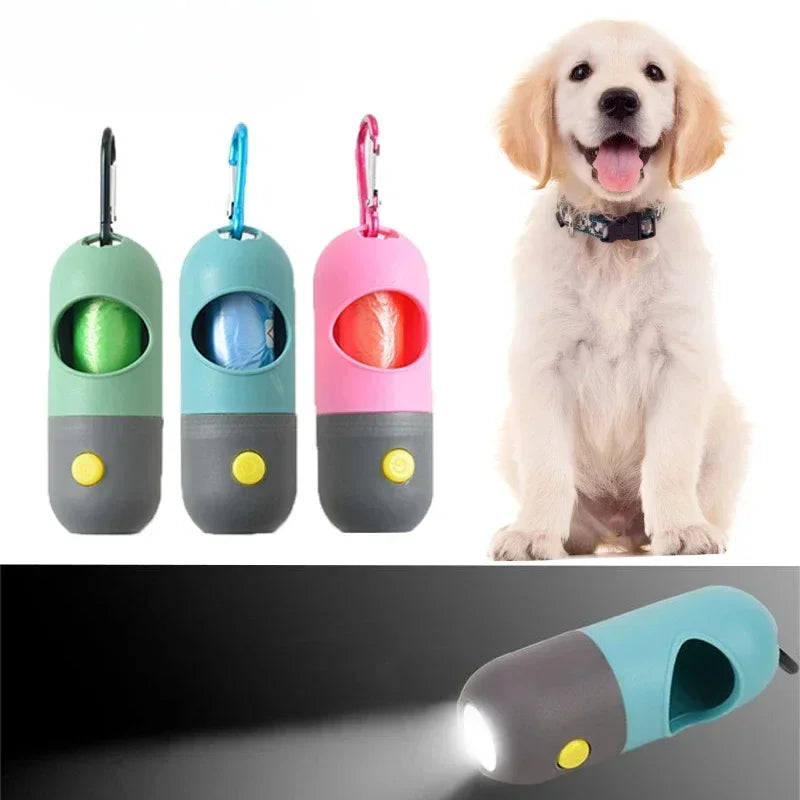 Portable Dog Waste Bag Dispenser with LED Light β Outdoor Poop Bag Holder with Clip for Walking and Hiking