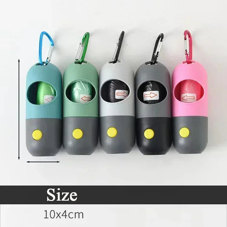 Portable Dog Waste Bag Dispenser with LED Light β Outdoor Poop Bag Holder with Clip for Walking and Hiking