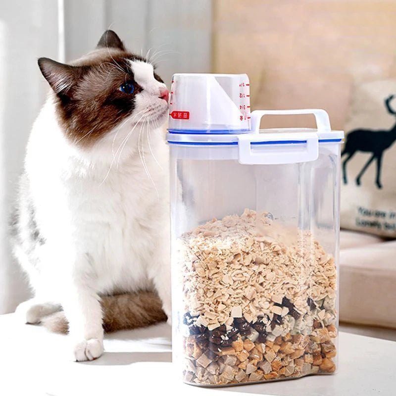 Airtight Pet Food Storage Container β 1.5kg/2kg with Measuring Cup (Dogs & Cats)
