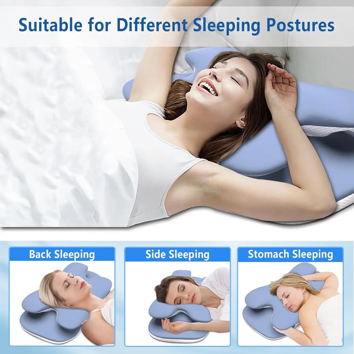 Ergonomic Cervical Memory Foam Pillow – Neck & Shoulder Pain Relief with Ice Silk Pillowcase | Orthopedic Sleeping Support