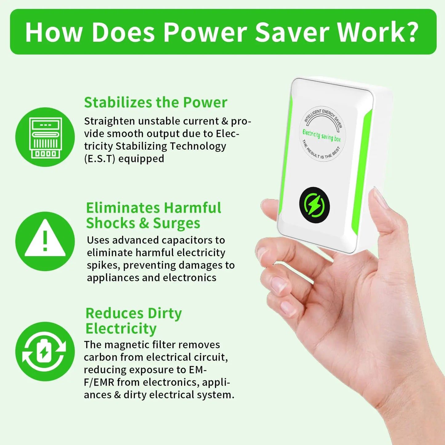 StopWatt Electricity Saving Box – Energy Saver Plug-in Device for Home 90V–250V (US/EU/UK Plug)