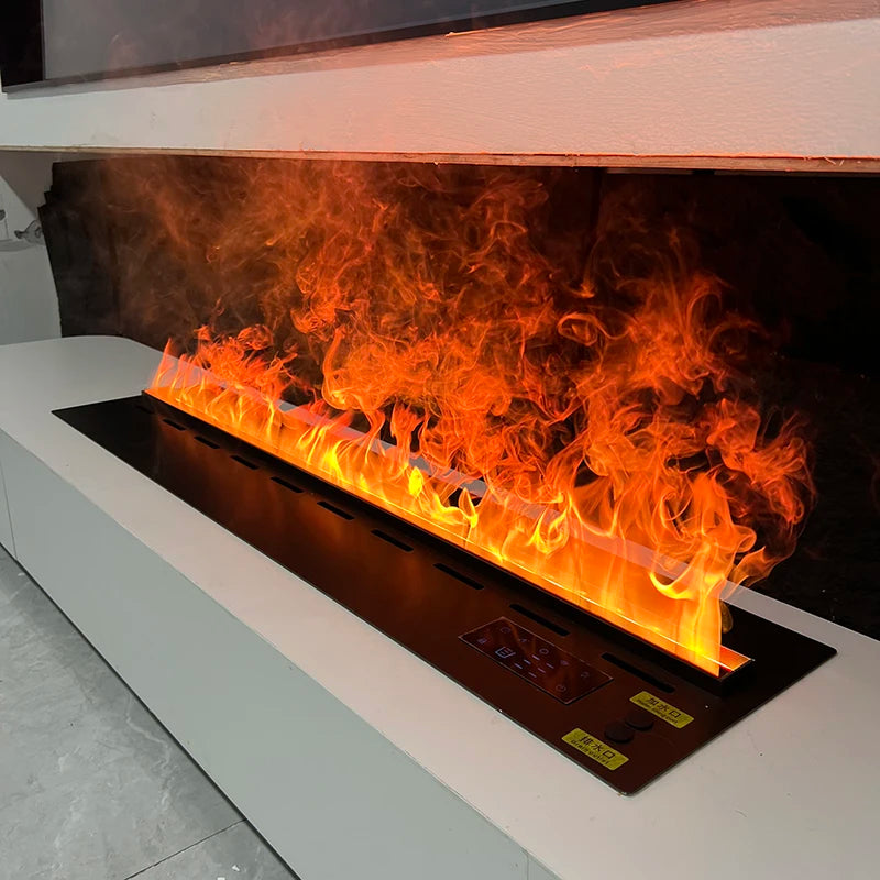 “Smart Electric Fireplace Insert with RGB Mist Flame, Real Wood Sound & Energy Saving – App Controlled”