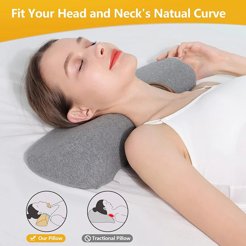 Cervical Memory Foam Pillow – Orthopedic Contour Bed Pillow for Side & Back Sleepers | Anti-Snore & Neck Pain Relief