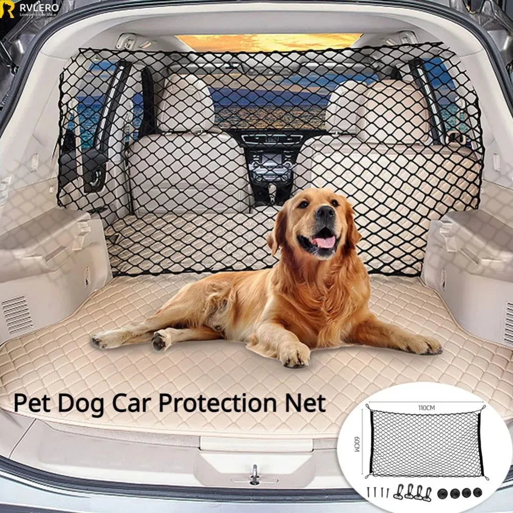 "Dog Car Trunk Barrier Net β Pet Safety Mesh for Back Seat & Cargo β Universal Fit, Easy Installation"