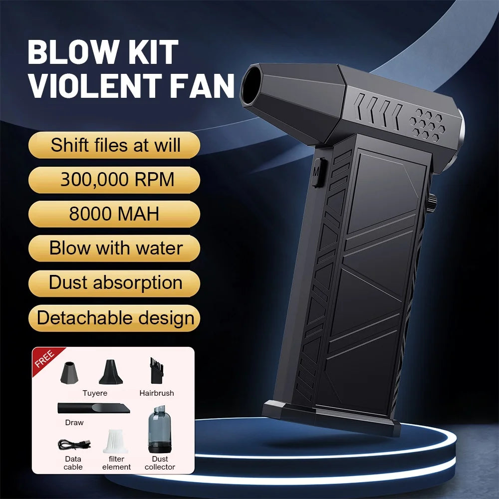 X9 Turbo Fan – 300000RPM Brushless Air Blower, USB Rechargeable, Powerful Dust Remover for Home & Electronics