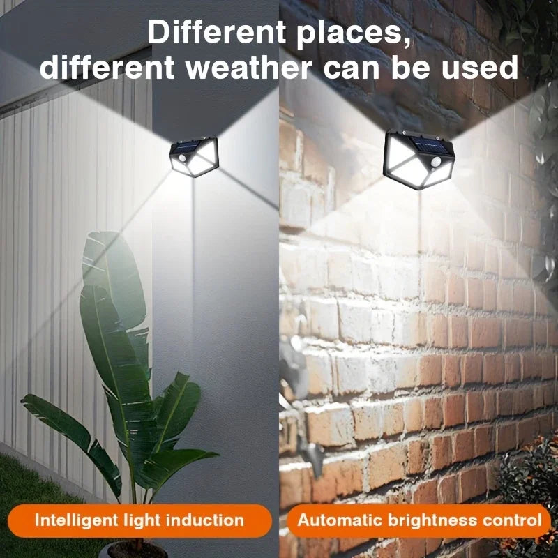 100 LED Solar Motion Sensor Light – Waterproof Outdoor Wall Lamp with 3 Lighting Modes for Garden, Patio & Security