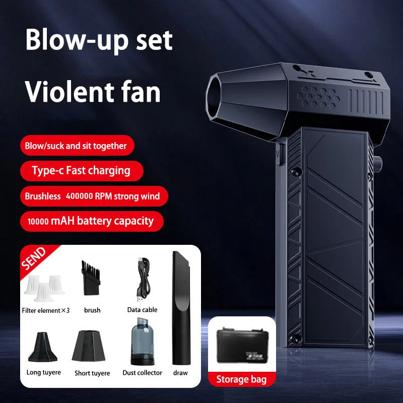 400000RPM Powerful Air Blower & Vacuum Cleaner – USB-C Rechargeable, Brushless Motor, Strong Wind Dust Remover