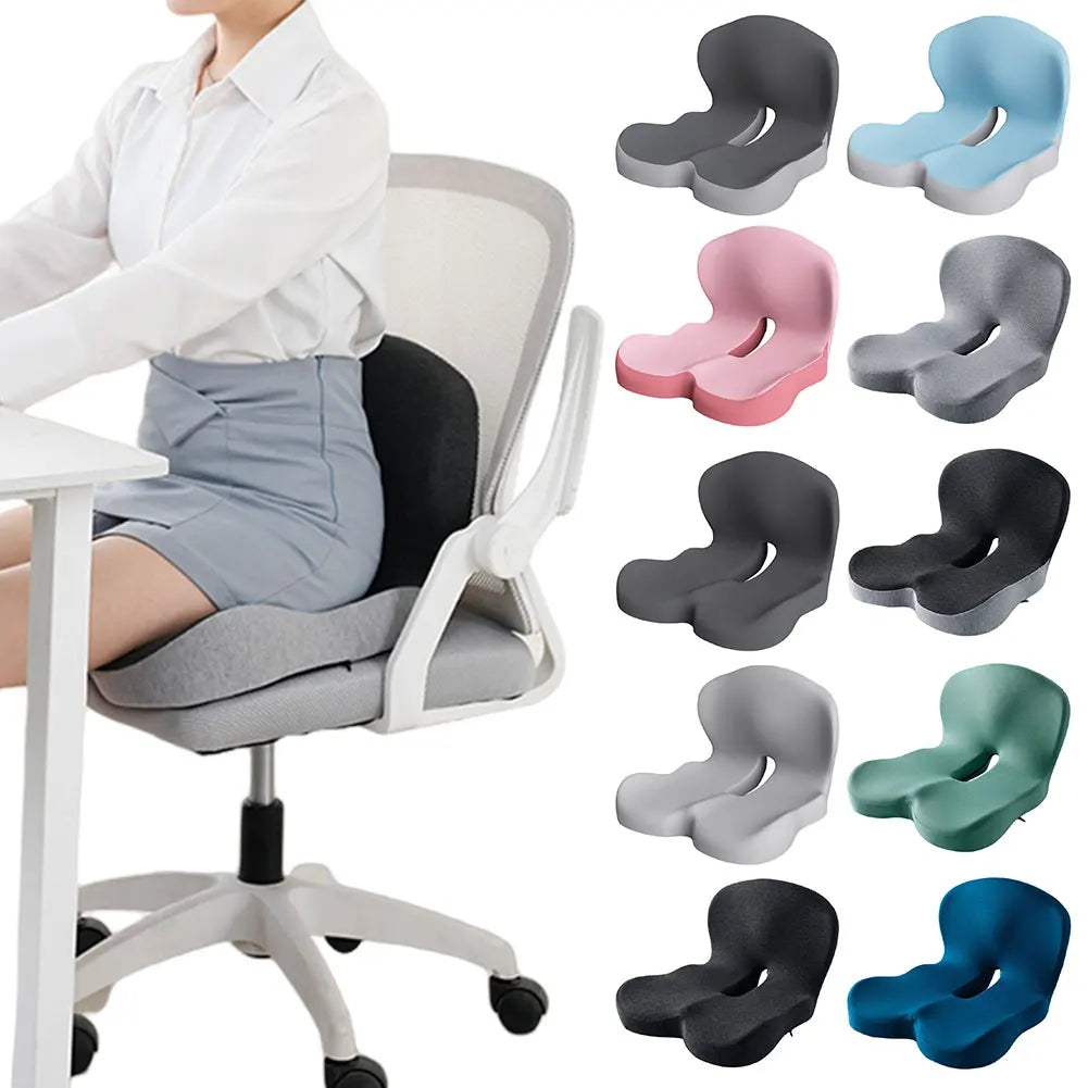 Memory Foam L-Shaped Seat Cushion with Lumbar Support – Ergonomic Chair Pad for Office, Car, Truck & Gaming