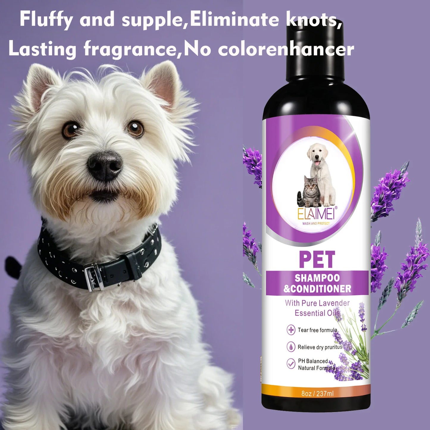 Natural Dog Shampoo – Anti-Stain, Moisturizing, Itch Relief & Hair Care (237ml)