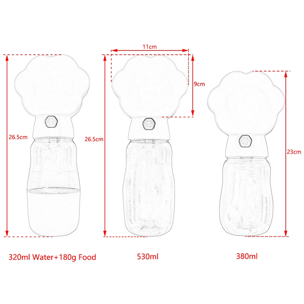 2-in-1 Portable Dog Water Bottle with Food Container – Leakproof Travel Bowl for Dogs & Cats