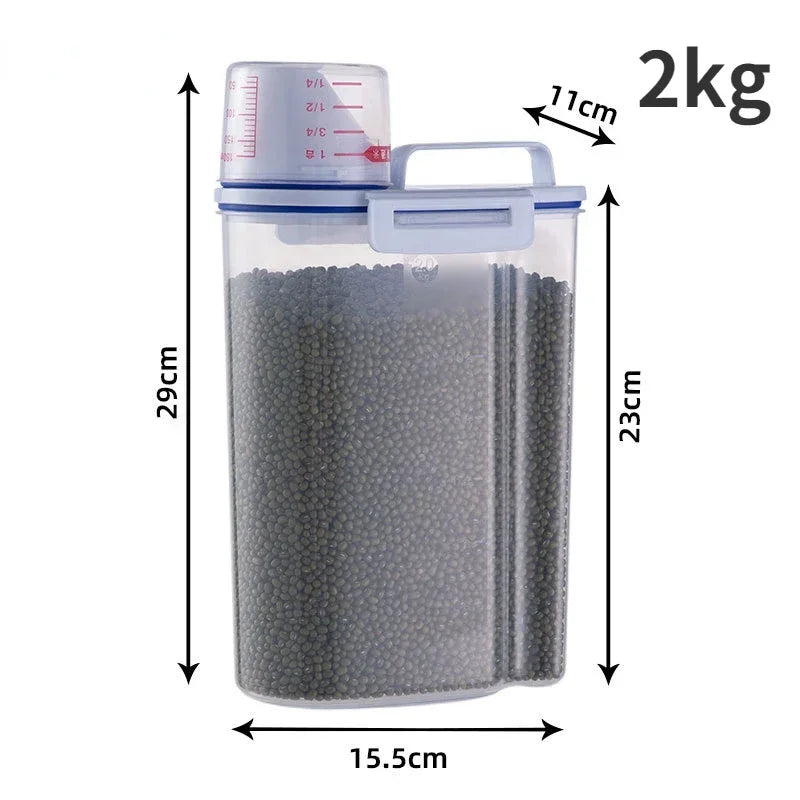 "Airtight Pet Food Storage Container β 1.5kg/2kg Dog & Cat Food Box with Measuring Cup"