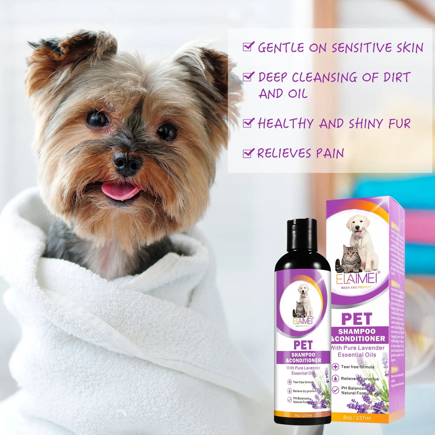 Natural Dog Shampoo – Anti-Stain, Moisturizing, Itch Relief & Hair Care (237ml)