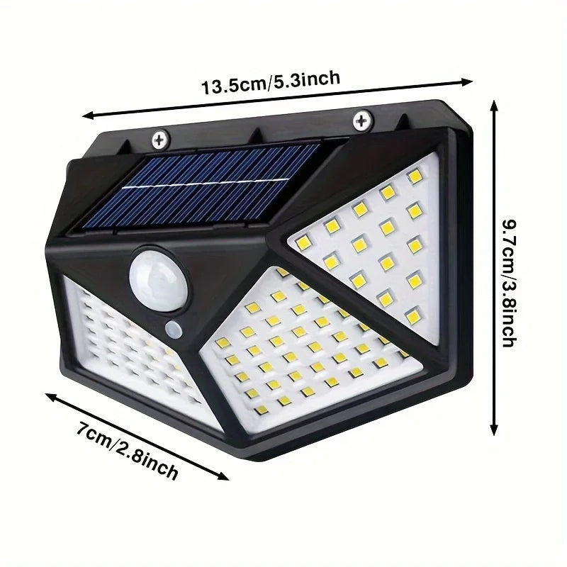 100 LED Solar Motion Sensor Light – Waterproof Outdoor Wall Lamp with 3 Lighting Modes for Garden, Patio & Security