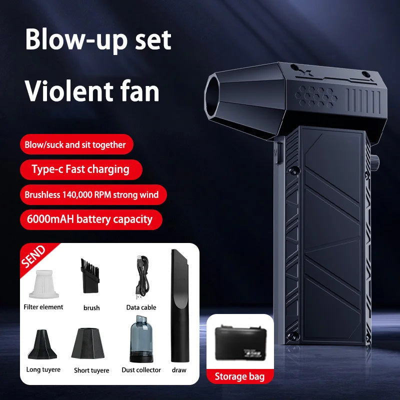 Powerful Air Blower & Vacuum Cleaner 400000RPM – USB-C Rechargeable Dust Remover for Electronics & Home