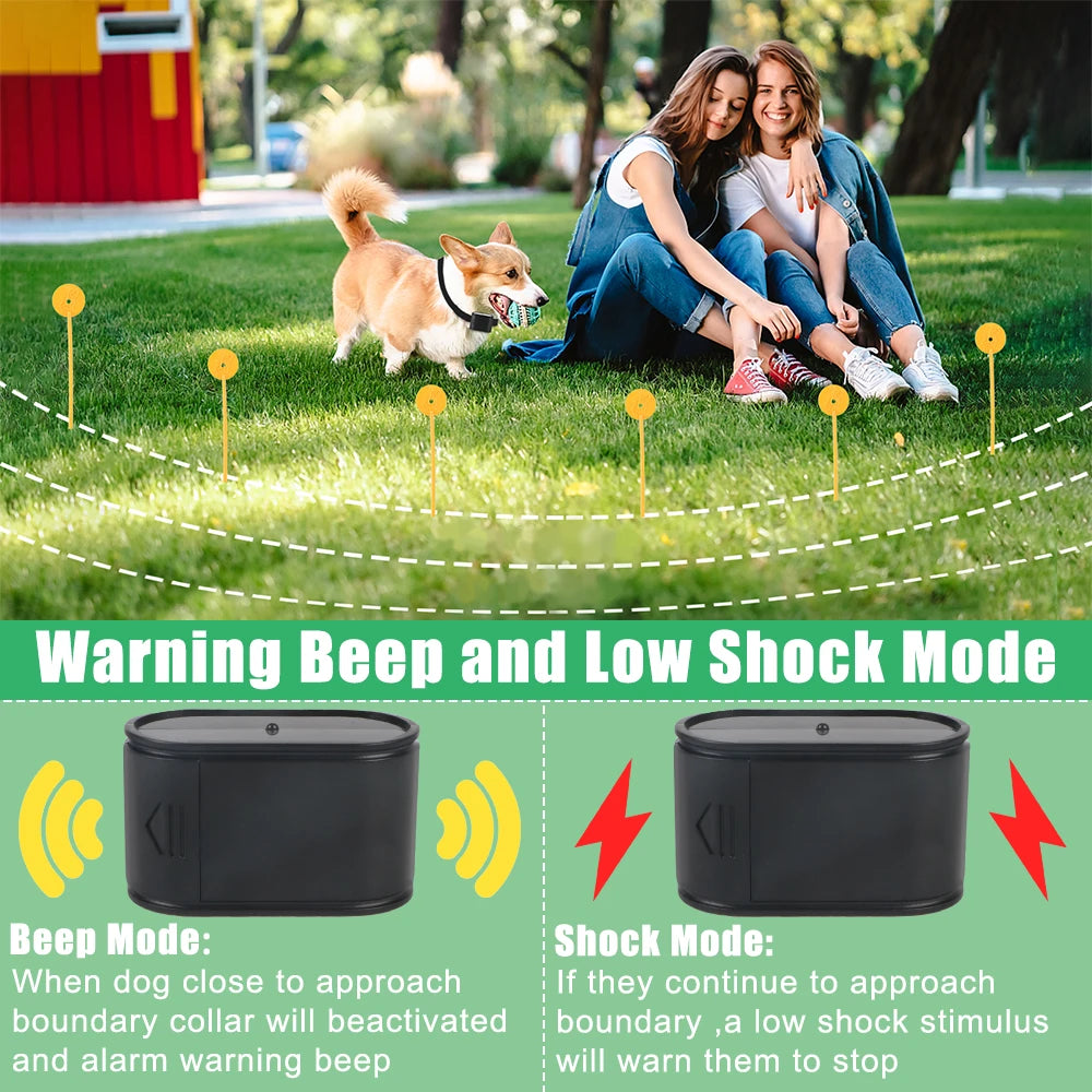 Waterproof Electronic Pet Fence System – Invisible Dog Containment & Training Collar with Adjustable Shock & Vibration
