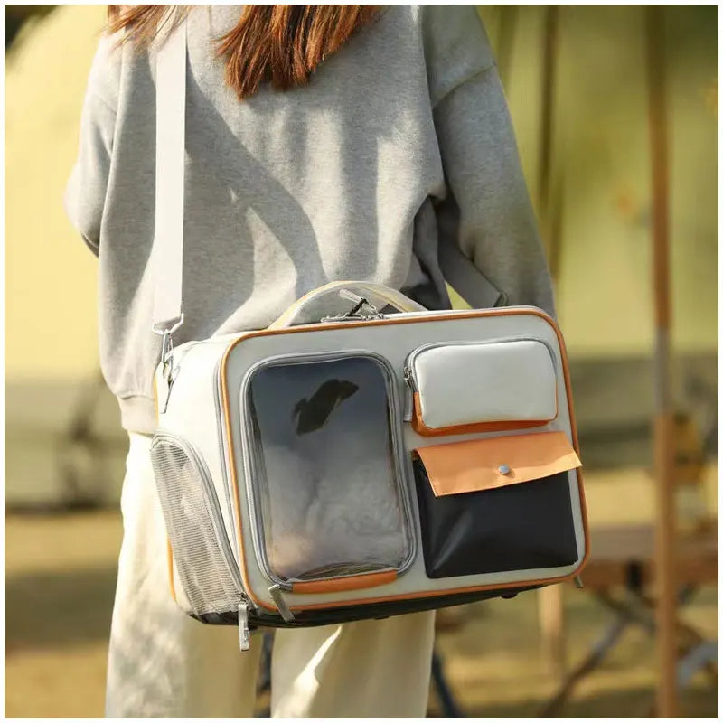 Portable Pet Travel Trolley for Small Dogs & Cats β Lightweight Rolling Carrier with Breathable Design