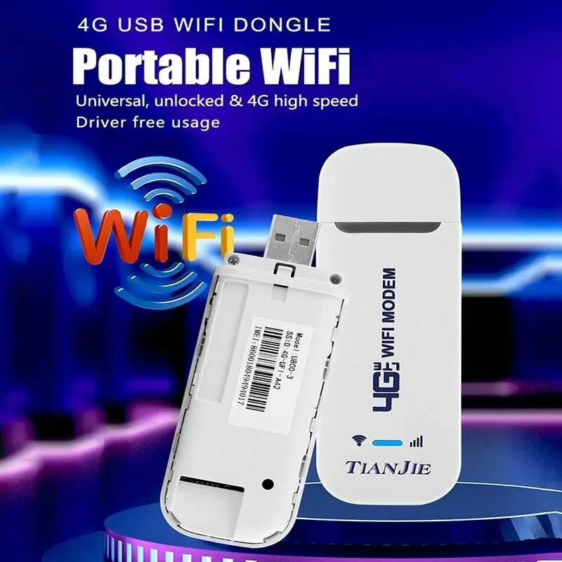 TIANJIE 4G LTE USB WiFi Dongle Router – 150Mbps Wireless Modem with Qualcomm CAT4 Chipset