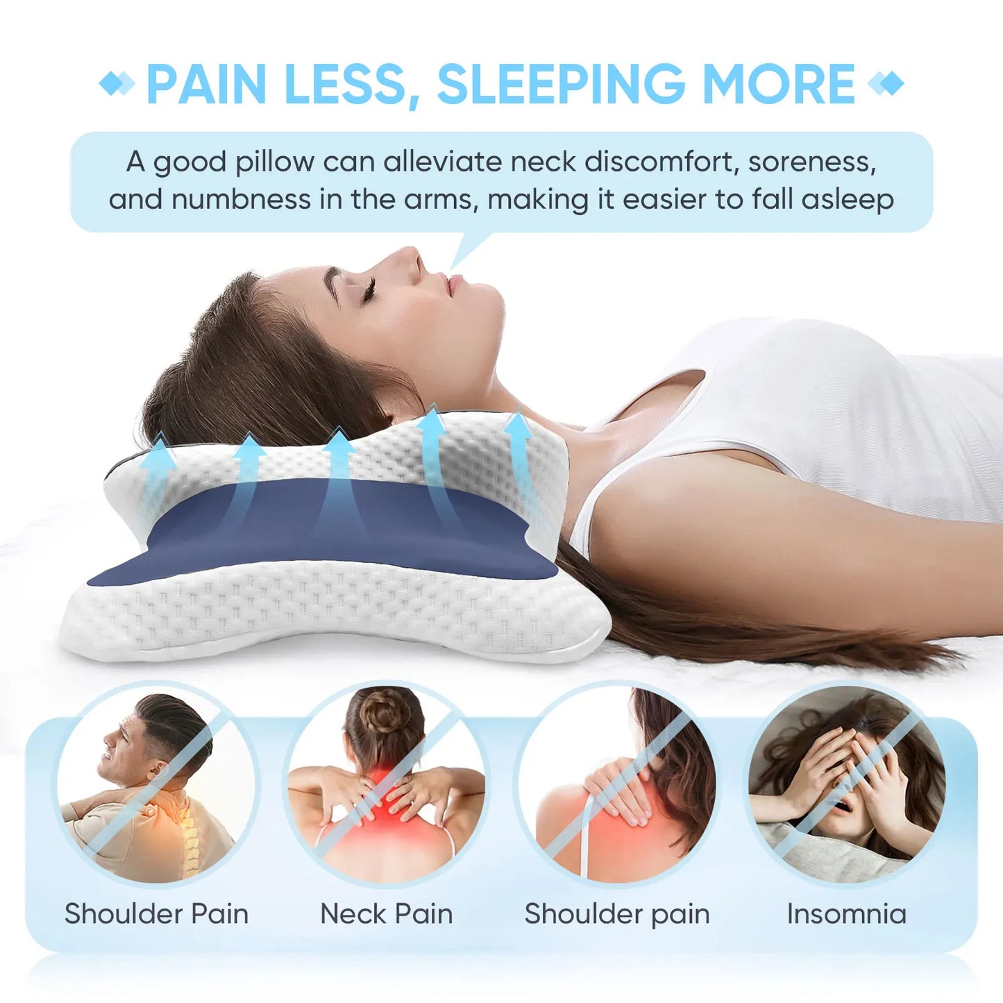 Ergonomic Memory Foam Cervical Pillow – Orthopedic Neck & Shoulder Pain Relief Contour Pillow for Better Sleep