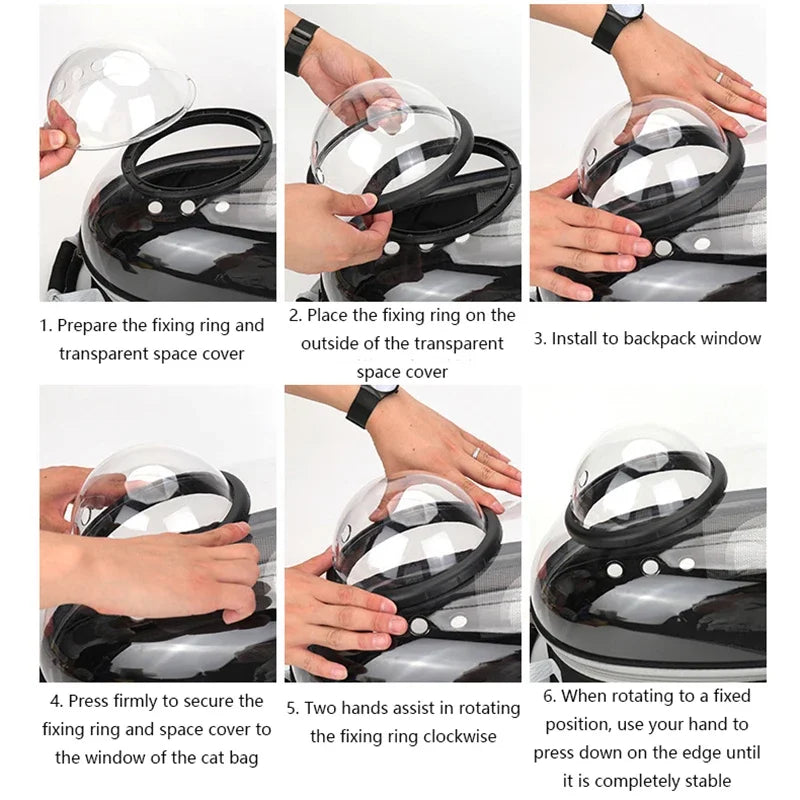 "Transparent Cat Carrier Backpack – Breathable Space Capsule Pet Travel Bag for Cats & Puppies"