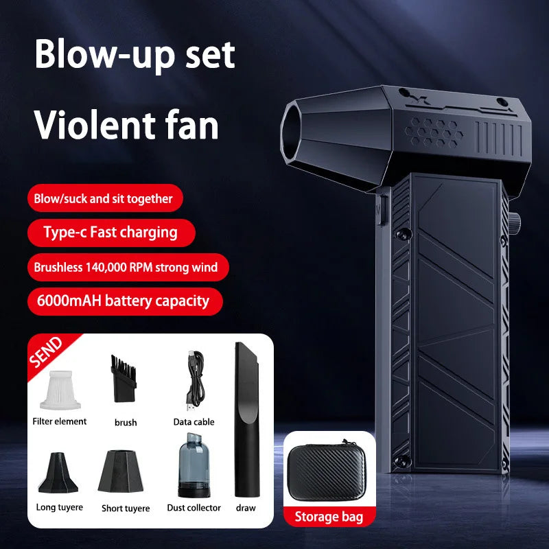 Powerful Air Blower & Vacuum Cleaner 400000RPM – USB-C Rechargeable Dust Remover for Electronics & Home
