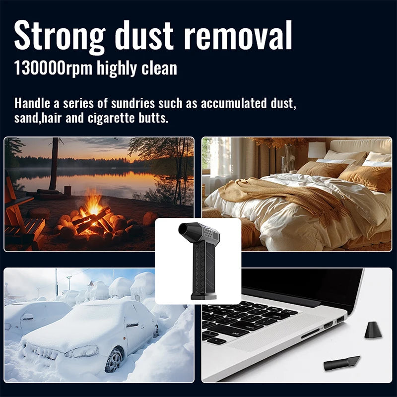 High-Speed Air Blower Turbo Jet Fan – 130,000RPM / 120,000RPM Brushless Motor, Handheld, USB Rechargeable Dust Cleanerl