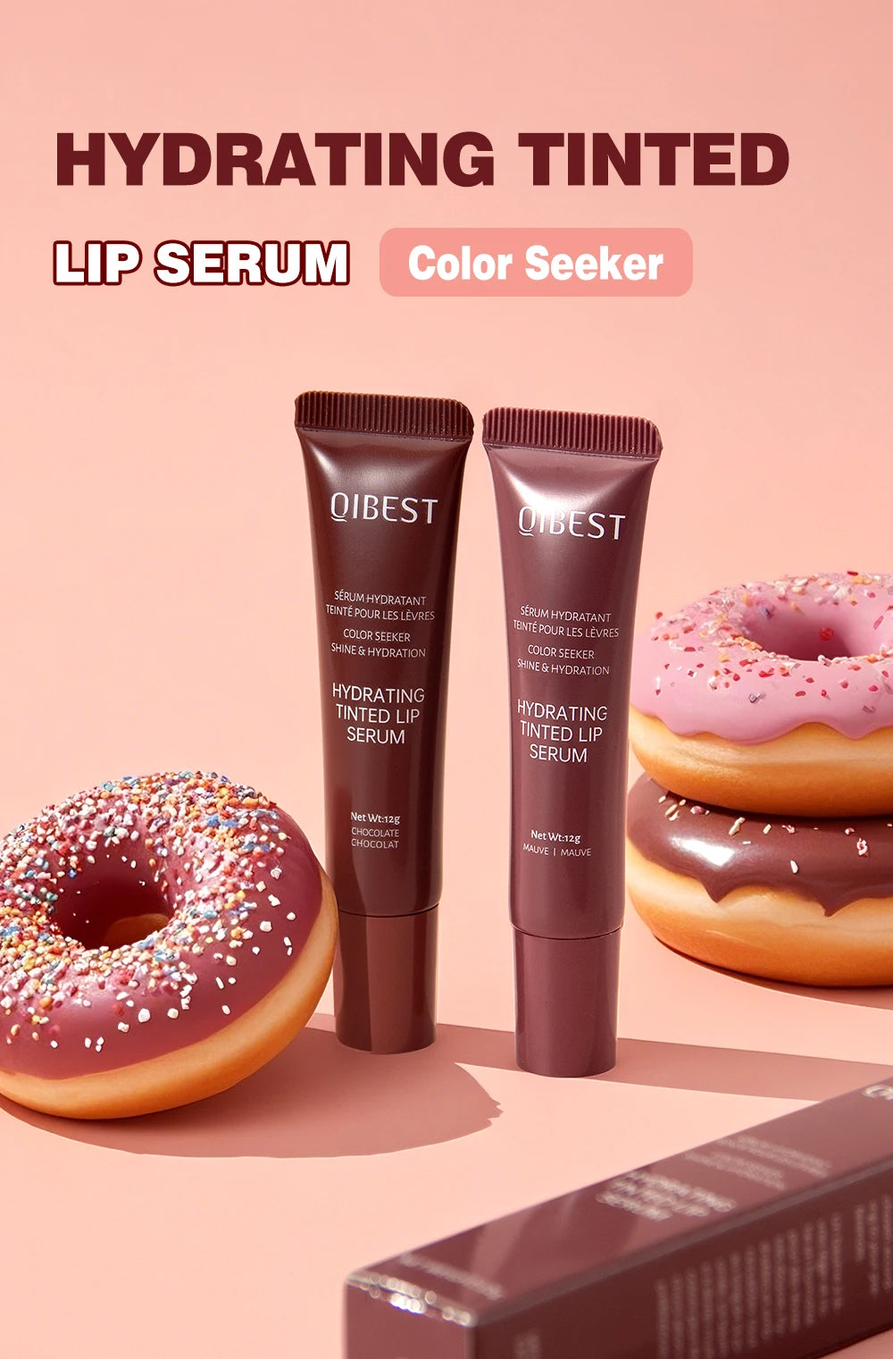 Nude Brown Plumping Lip Gloss Moisturising Colored Lip Oil Transparent Fullness Lips Tint Soft Tube Make Up Beauty Lips Care 12g
