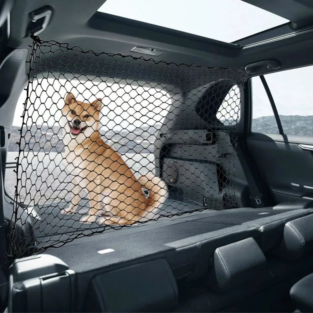 "Dog Car Trunk Barrier Net β Pet Safety Mesh for Back Seat & Cargo β Universal Fit, Easy Installation"