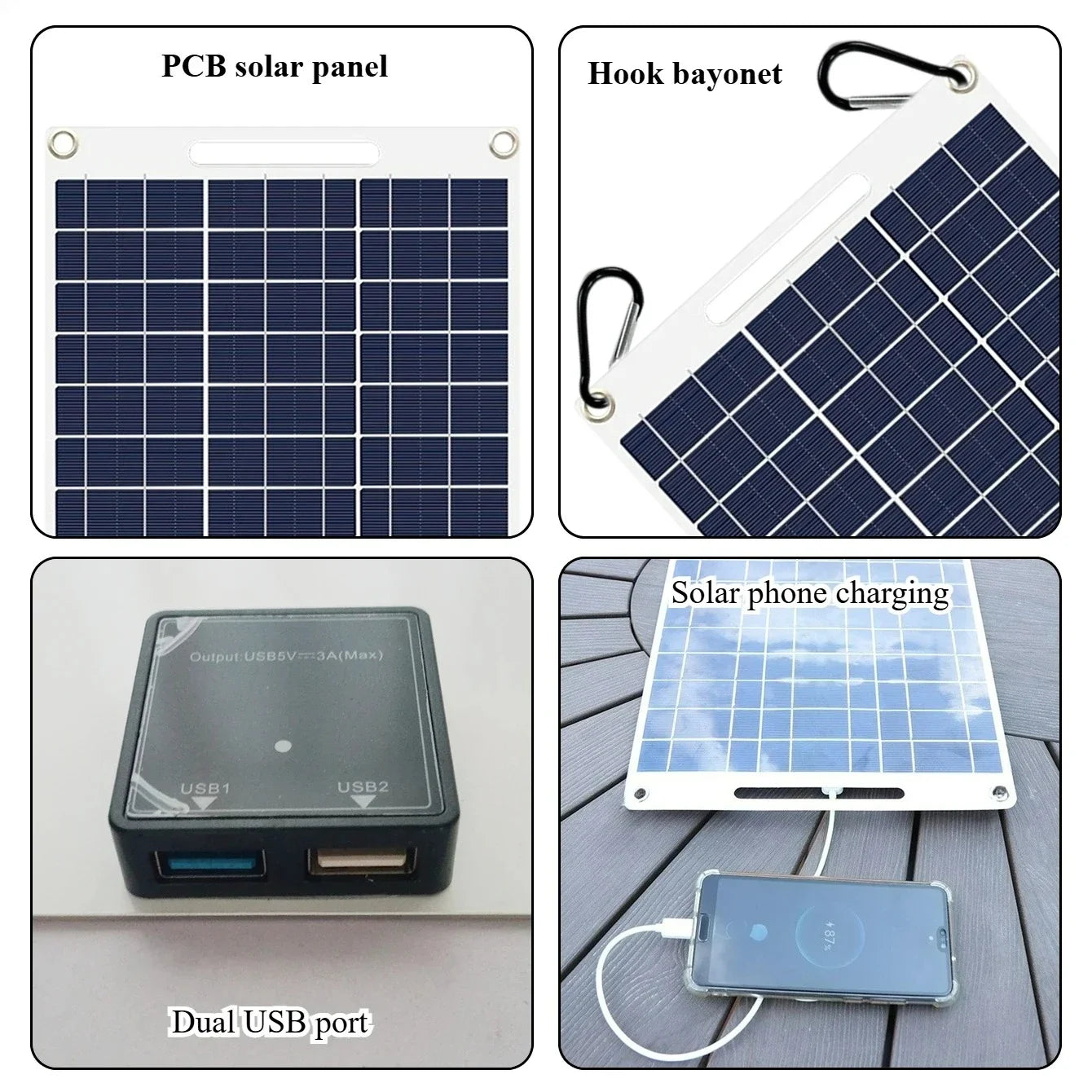 “Portable Waterproof Solar Charger 30W–40W – Dual USB Fast Charging for Phones & Outdoor Use”