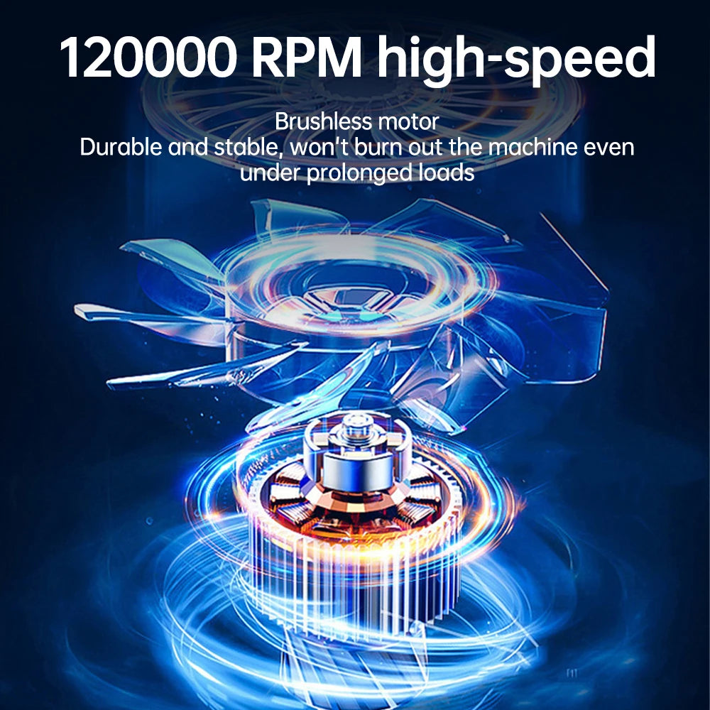 Upgraded Mini Turbo Fan – 120,000RPM Brushless Motor, Portable Air Blower, CNC Metal Turbine, Adjustable Speed