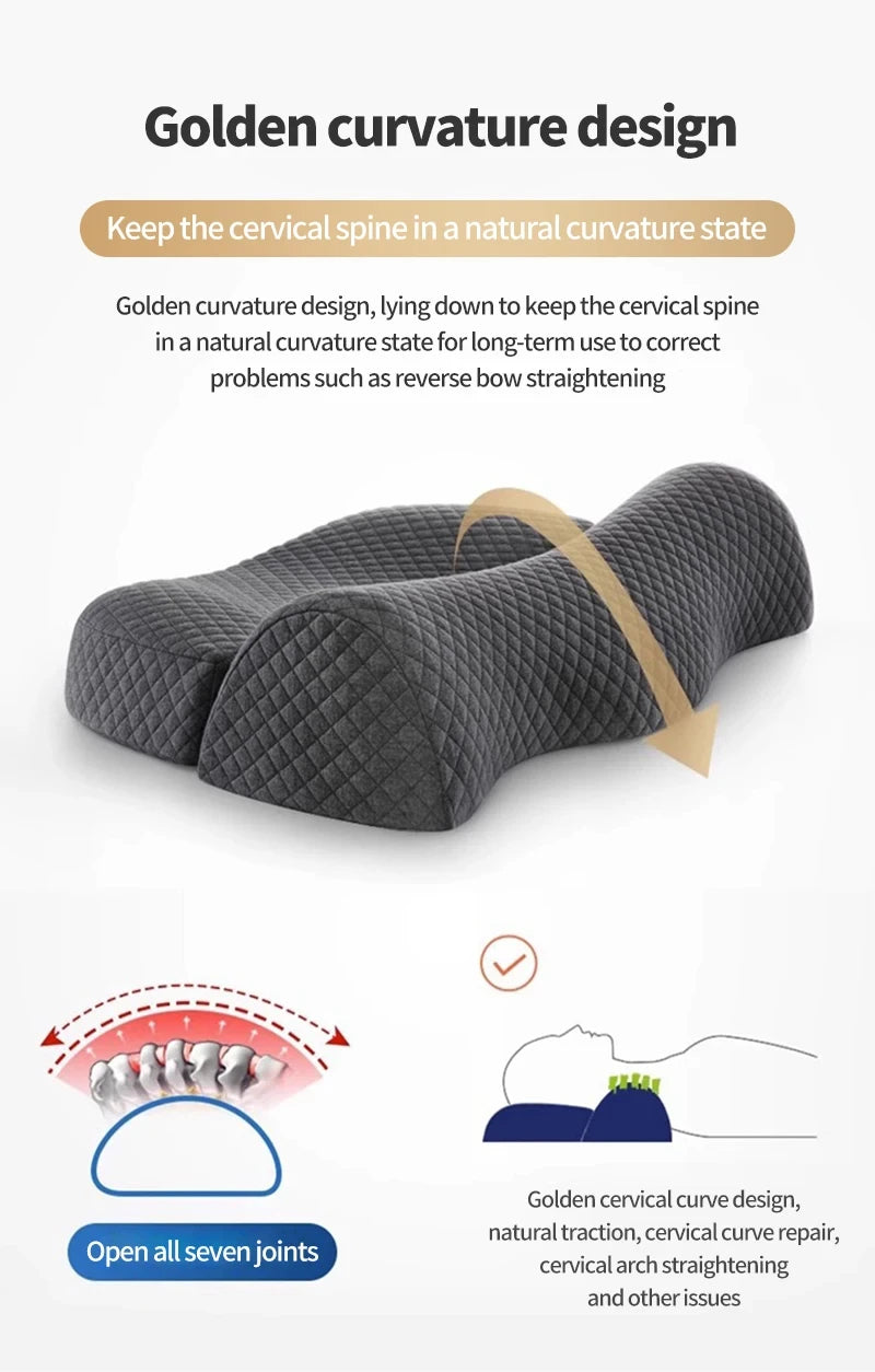 Ergonomic Memory Foam Cervical Pillow – Orthopedic Contour Bed Pillow for Side & Back Sleepers | Neck Pain Relief
