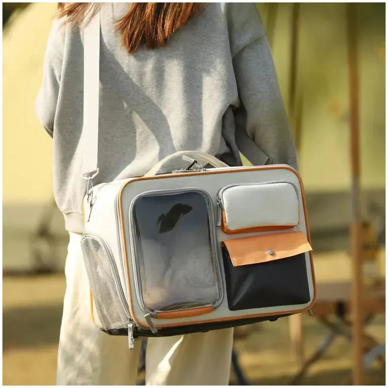 Portable Pet Travel Trolley for Small Dogs & Cats β Lightweight Rolling Carrier with Breathable Design
