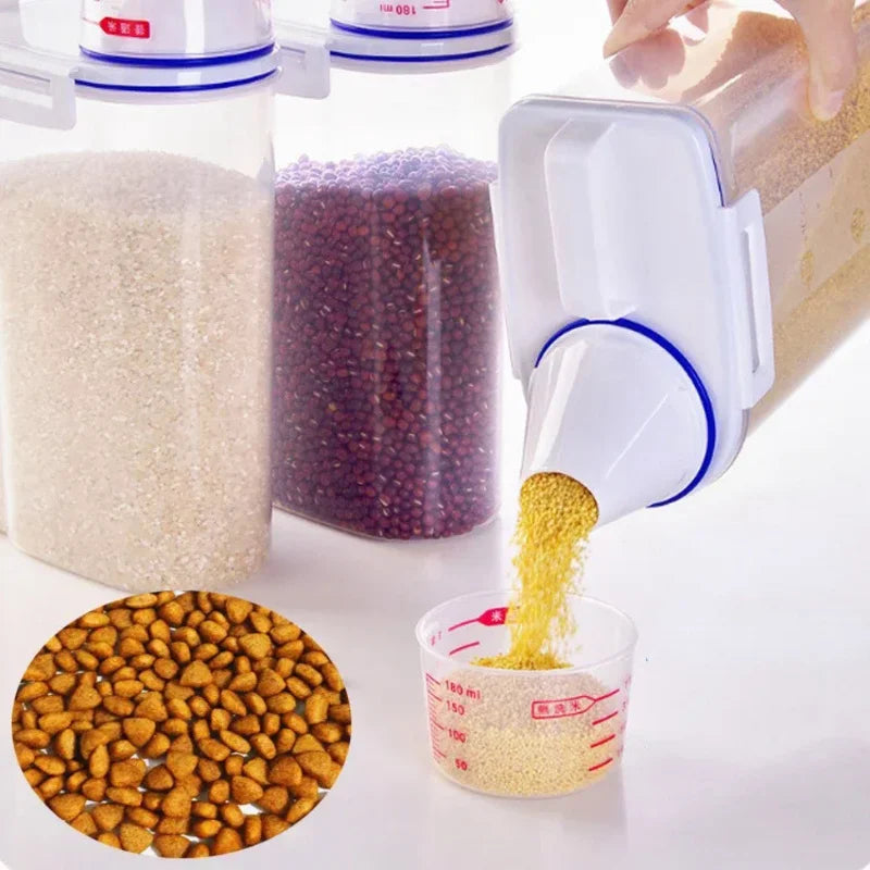"Airtight Pet Food Storage Container β 1.5kg/2kg Dog & Cat Food Box with Measuring Cup"