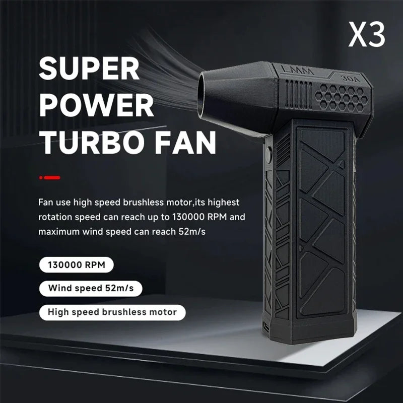 High-Speed Air Blower Turbo Jet Fan – 130,000RPM / 120,000RPM Brushless Motor, Handheld, USB Rechargeable Dust Cleanerl