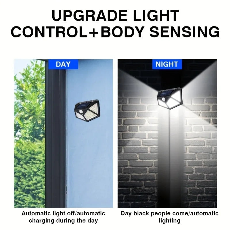 100 LED Solar Motion Sensor Light – Waterproof Outdoor Wall Lamp with 3 Lighting Modes for Garden, Patio & Security