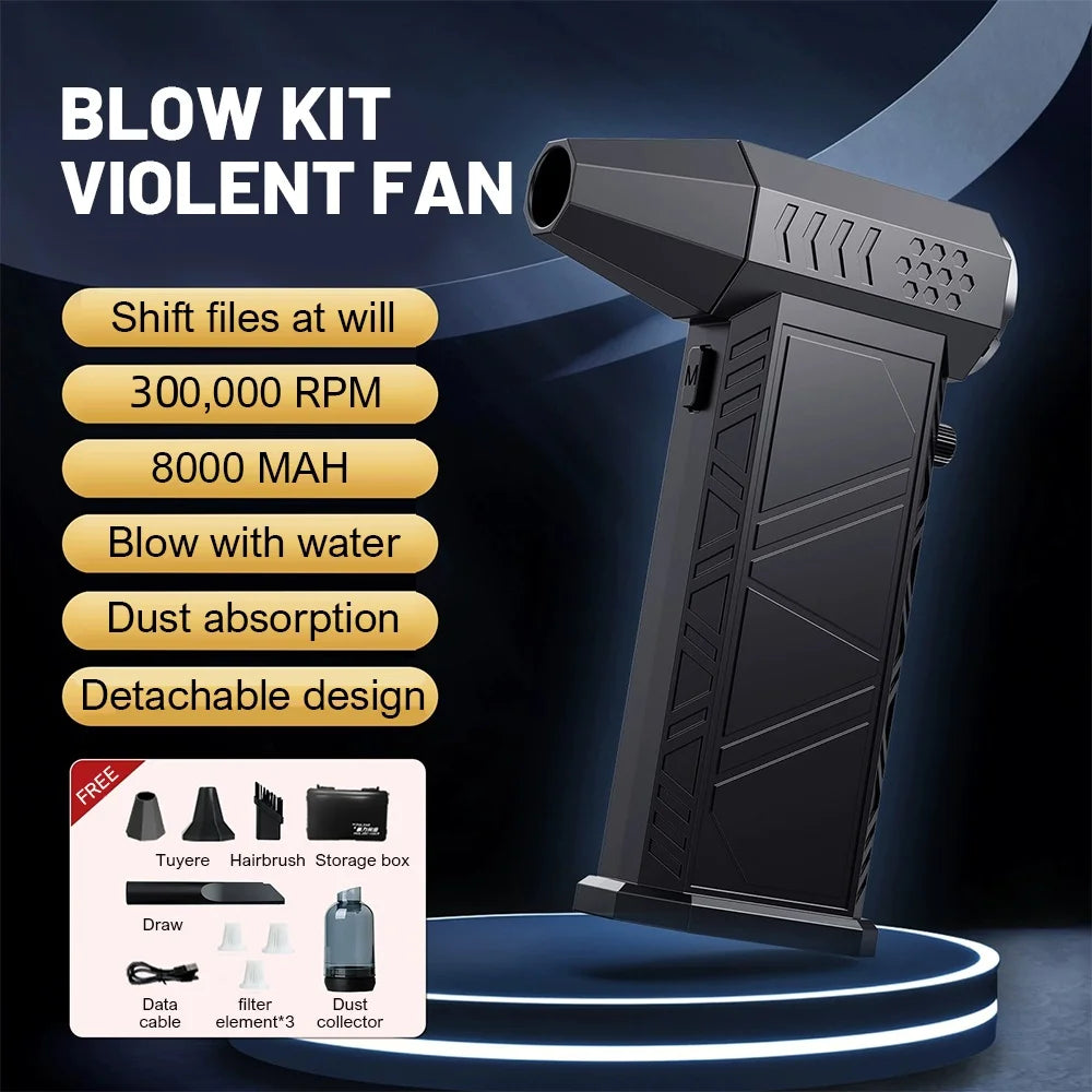X9 Turbo Fan – 300000RPM Brushless Air Blower, USB Rechargeable, Powerful Dust Remover for Home & Electronics