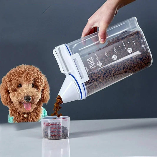 "Airtight Pet Food Storage Container – 1.5kg/2kg Dog & Cat Food Box with Measuring Cup"