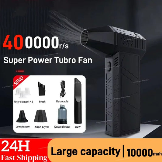 400000RPM Powerful Air Blower & Vacuum Cleaner – USB-C Rechargeable, Brushless Motor, Strong Wind Dust Remover