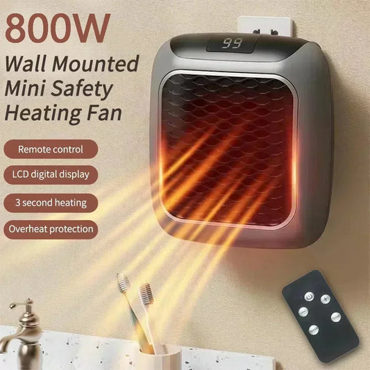 “Wall-Mounted Electric Heater 800W – Energy-Saving Fast Heating with Remote Control (EU Plug)”